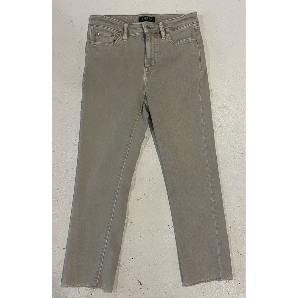 Lauren Ralph Lauren‎ Jeans Womens 4P Gray Regal Straight Crop Raw Hem Comfort